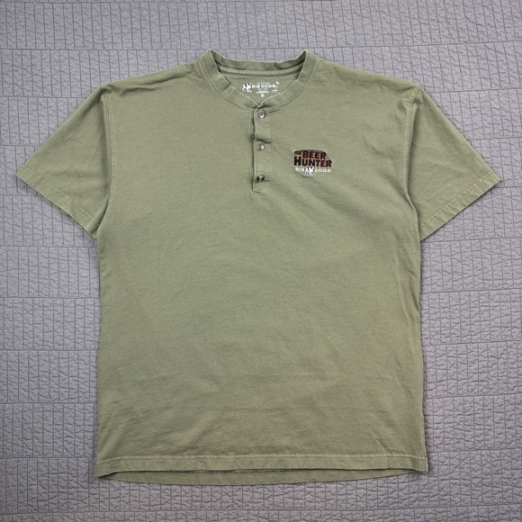 Big Dogs Other - Y2K Big Dogs T Shirt Men XL Green‎ Henley The Beer Hunter Embroidered Logo